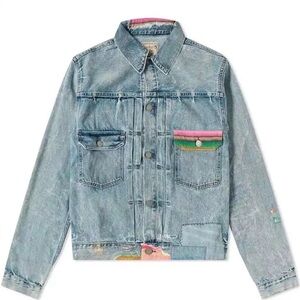 Polo Ralph Lauren Denim Aztec Patchwork Southwestern Trucker Jacket SZ XL